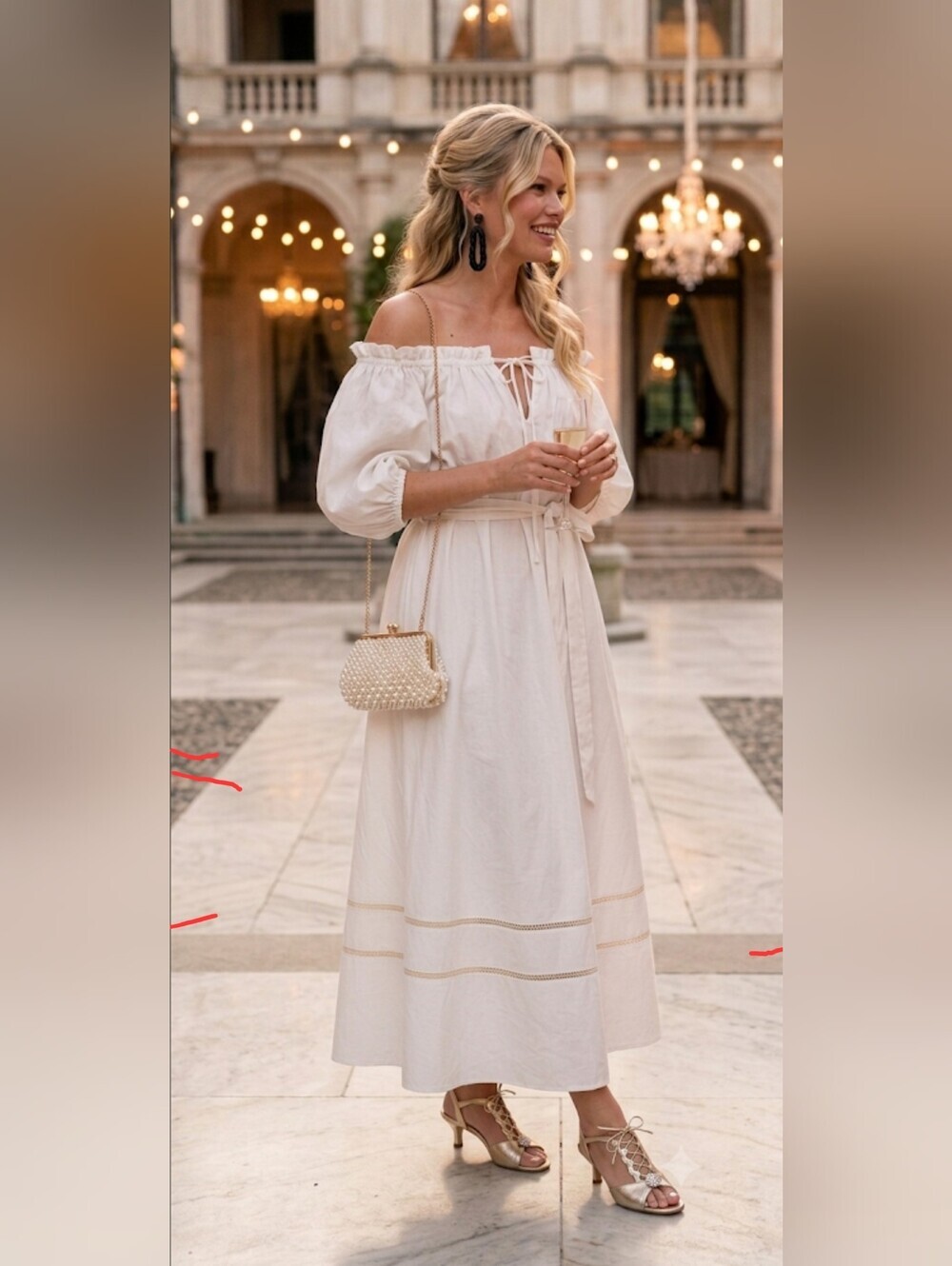 Antrhopologie Off-The-Shoulder Cotton Silk White Peasant Midi Dress Size XL